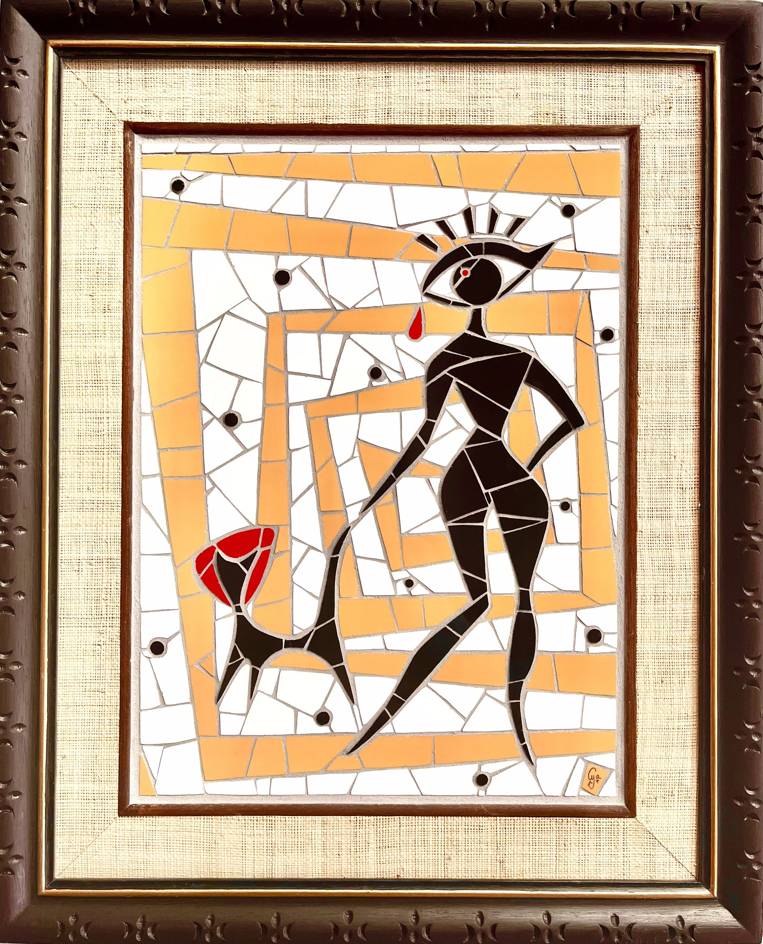 Spiral girl. Ceramic tiles on wood. 20"x16". 2024