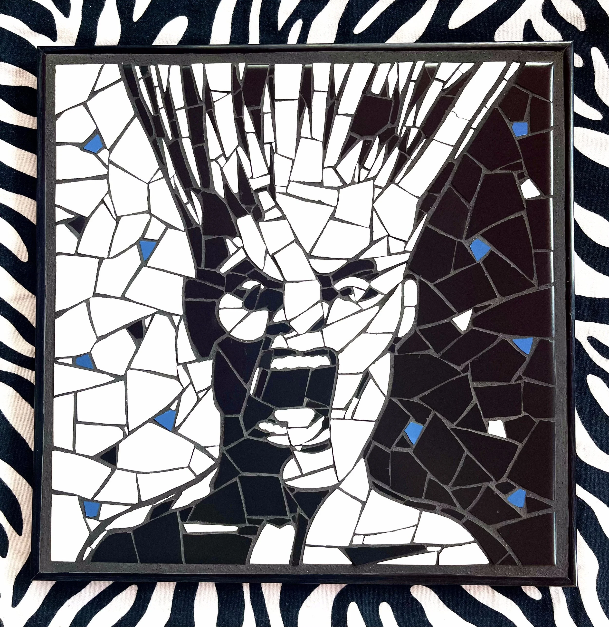 Gary Panter Screamers. Ceramic tiles on glass. 13"x13". 2022
