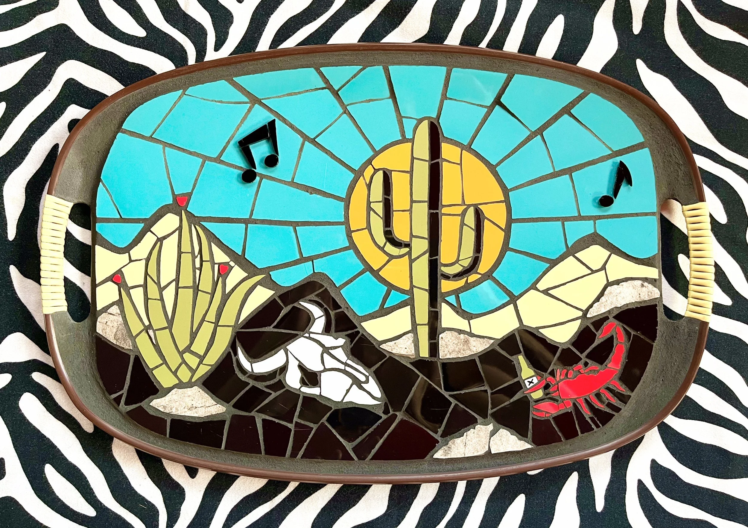 Desert commission. Ceramic tiles on tray. 18"x12". 2022