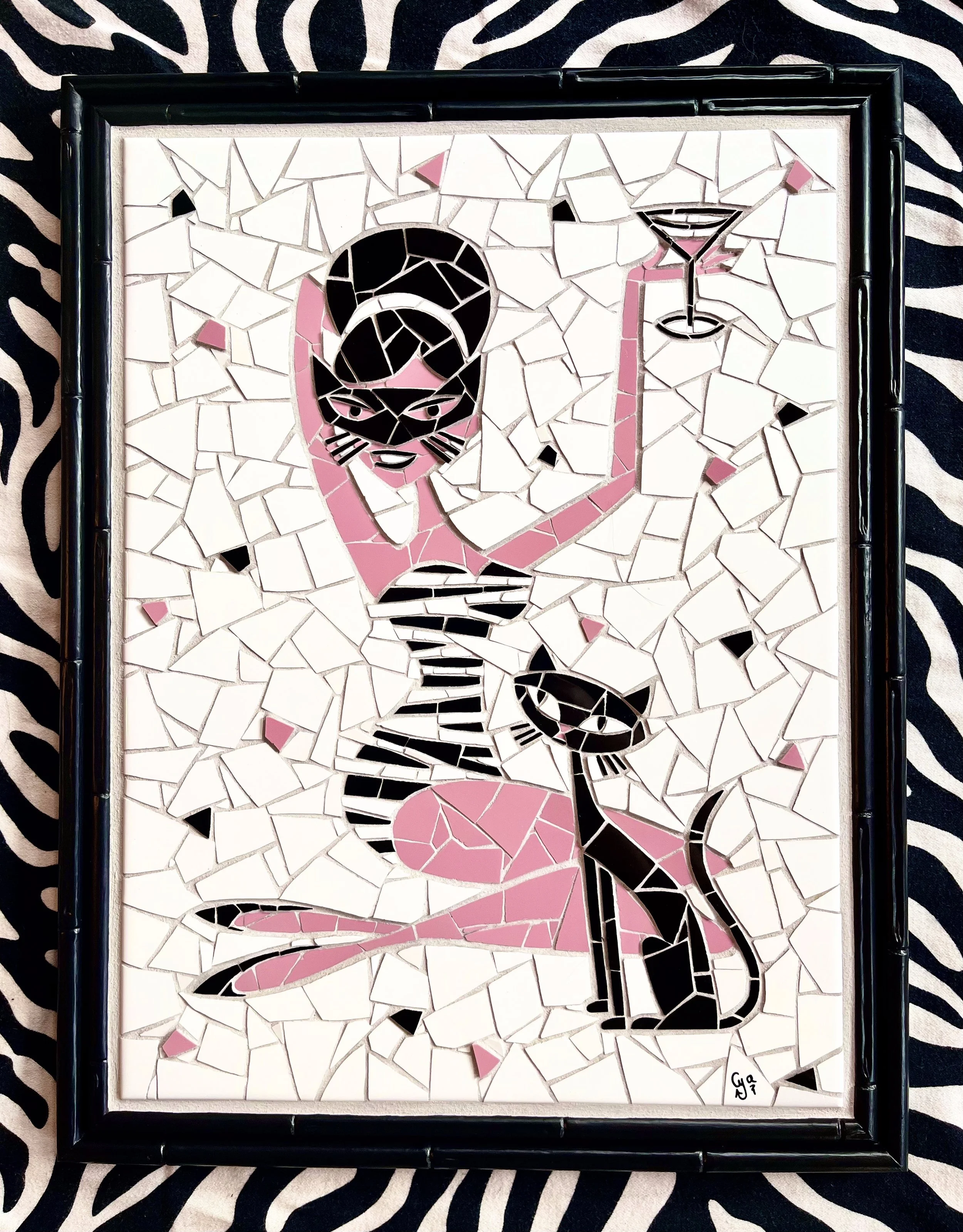 Shag Le Purr. Ceramic tiles on foam board. 17.5"x13.5". 2025