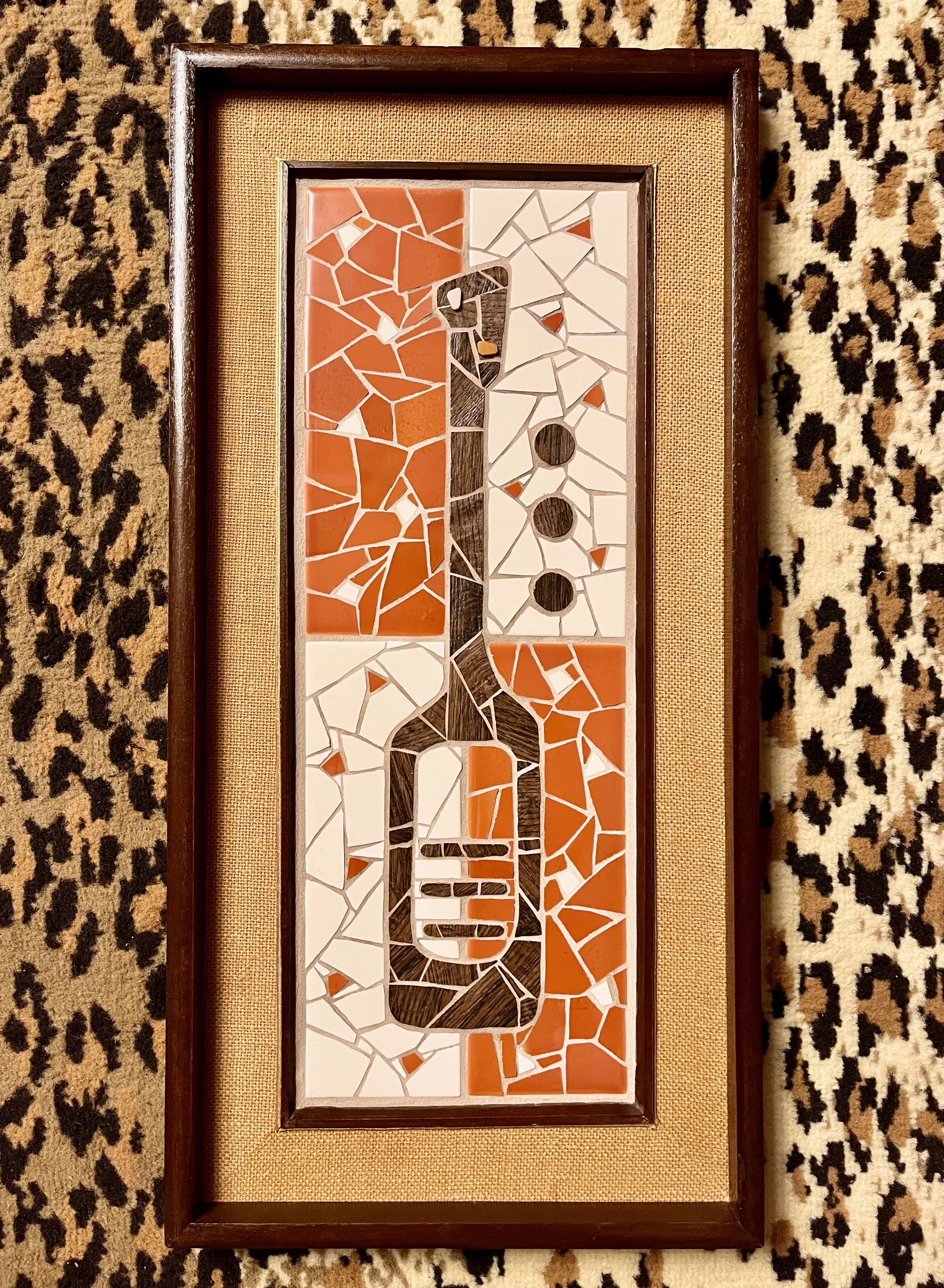 MCM guitar. Ceramic tiles on wood. 24"x12". 2022