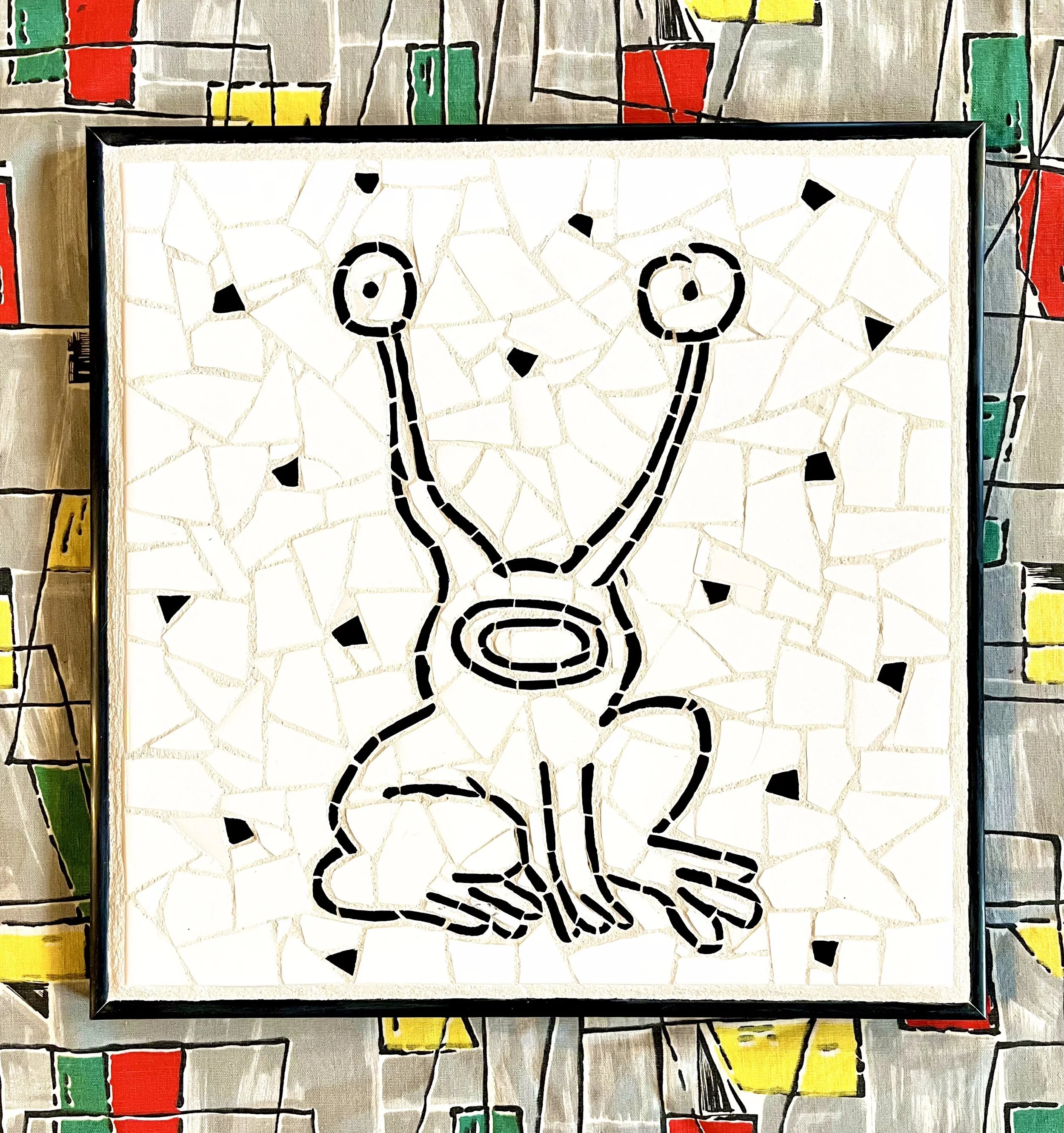 Daniel Johnston. Ceramic tiles on glass. 13"x13". 2022
