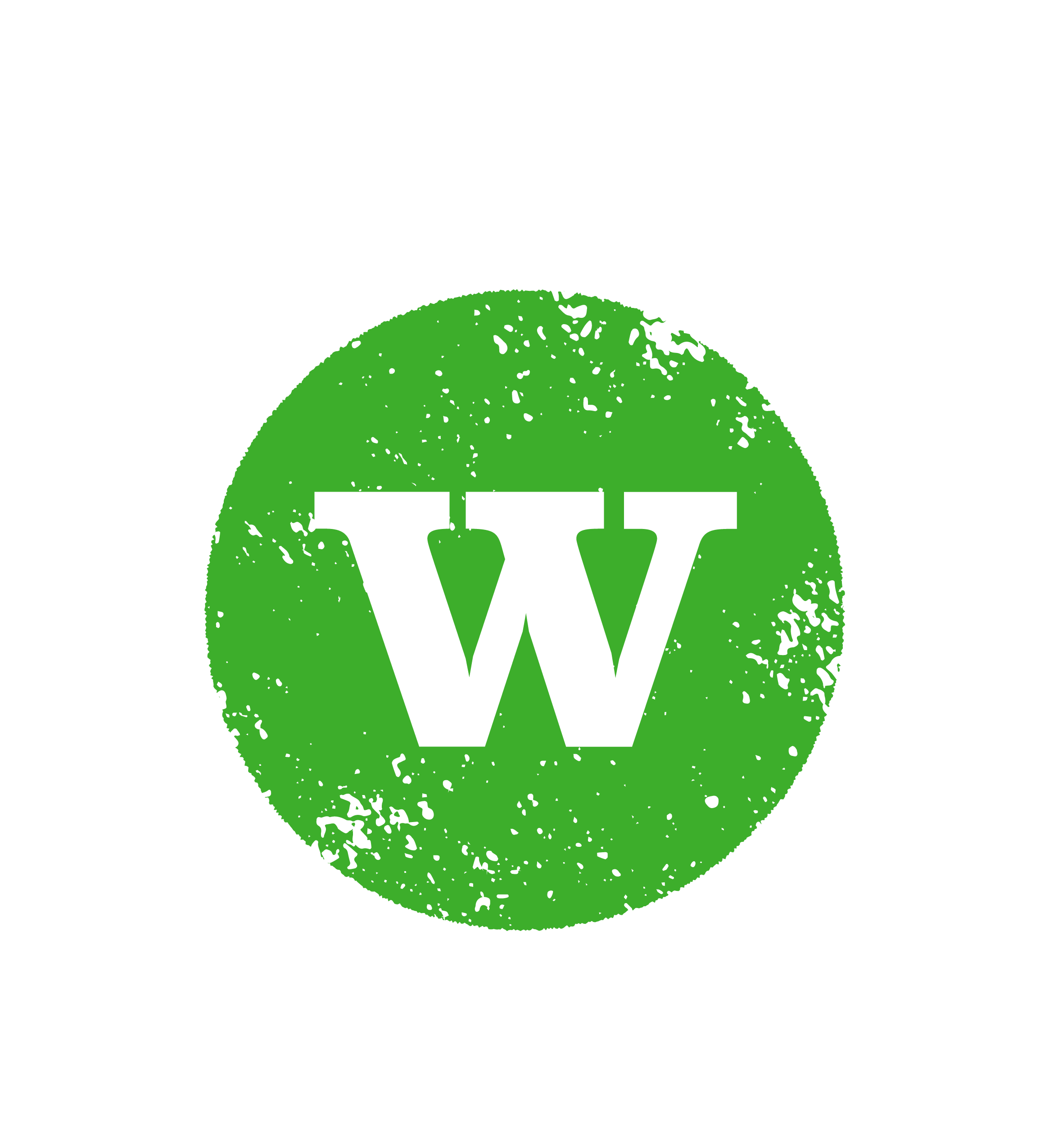 Close-up of a green citrus fruit with the word WINE printed across it in white letters.