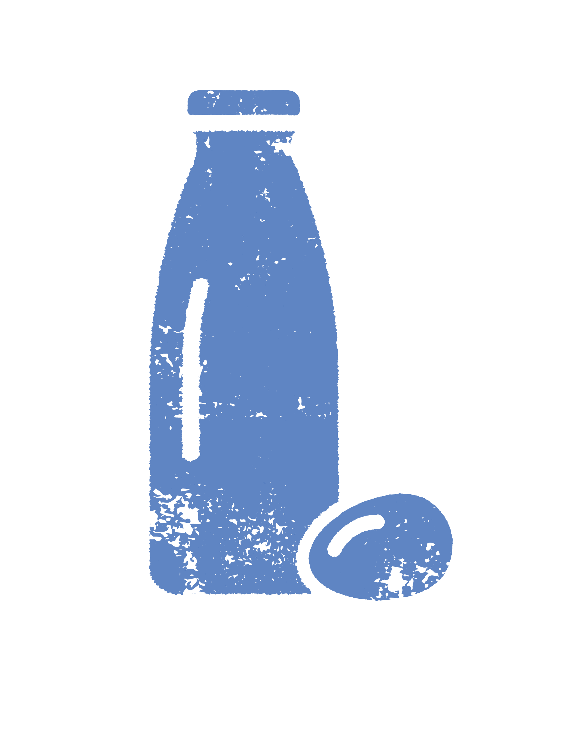 Illustration of a vintage-style blue soda bottle with a bottle opener at the base.