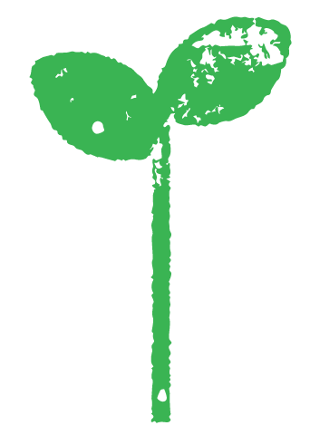 Green sprout with two oval-shaped leaves and a thin stem.