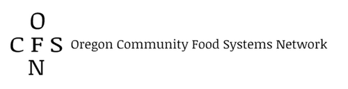 Logo for Oregon Community Food Systems Network with the acronym OCFN vertically aligned and the full name written horizontally.