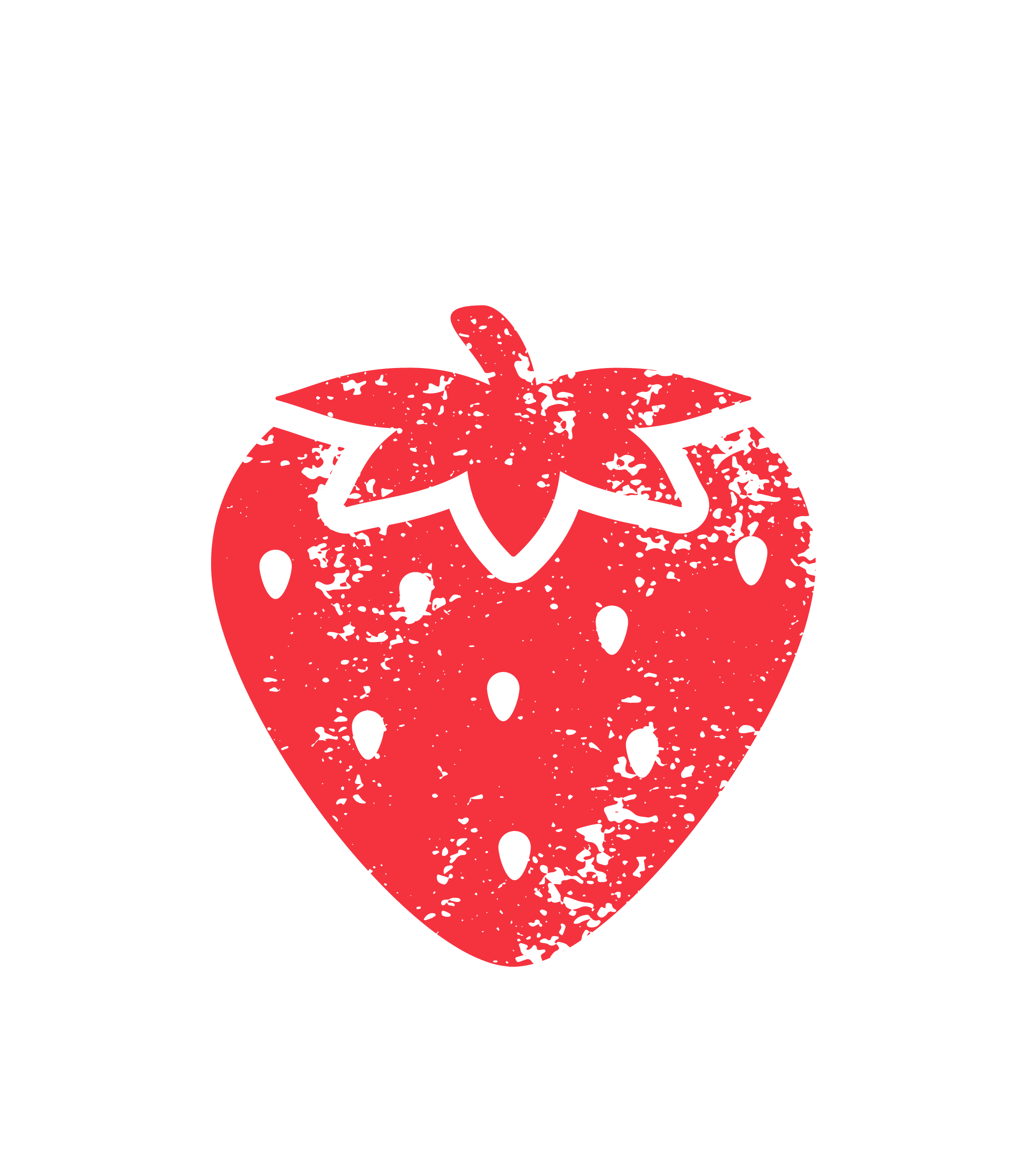 A red strawberry with a distressed texture on a black background.