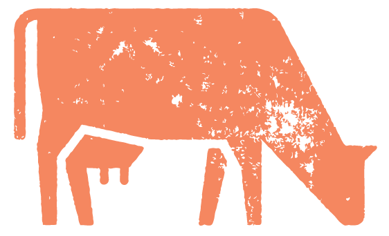 Silhouette of a cow with a distressed texture and a small star beside it.