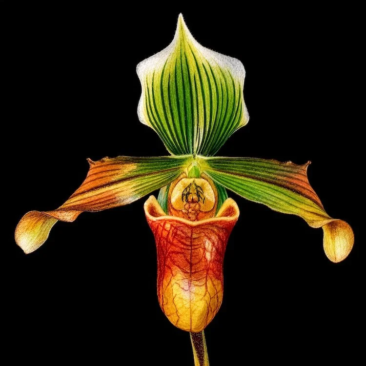 Venus Slipper Orchid,
signed edition of 50
20" X 20" • © 2026 