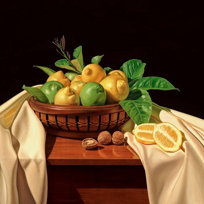 “Lemons & Walnuts”,  oil on linen, 60” X 60”, (sold) 2007
