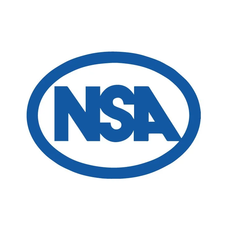 NSA logo with blue text inside an oval on a white background.