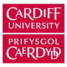 Cardiff University logo with red background and white text