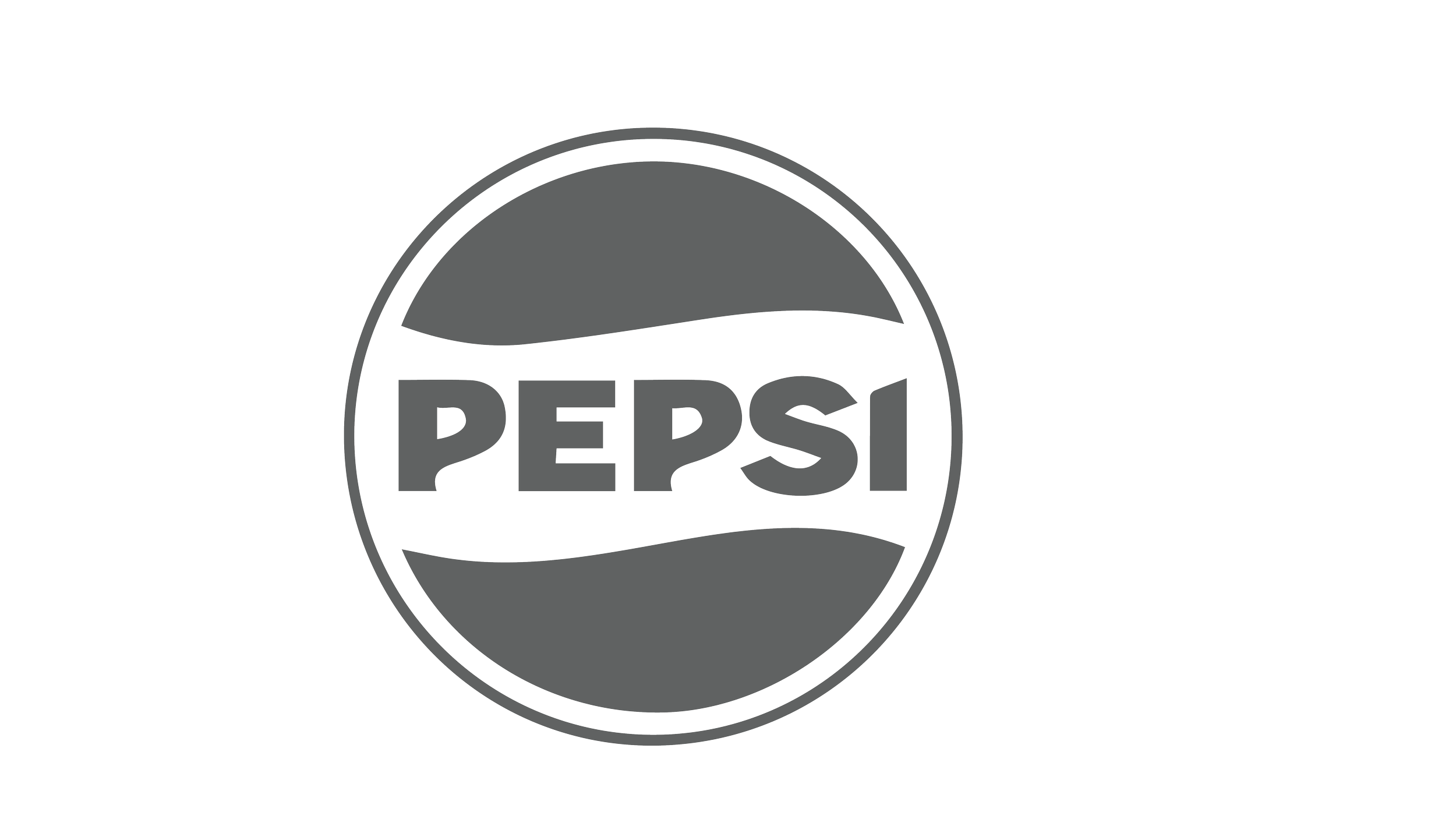 A black-and-white logo featuring the word 'PEPSI' inside a circle with a wavy design element above and below the word.
