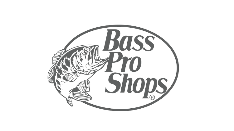 Logo of Bass Pro Shops featuring a bass fish and the company name.