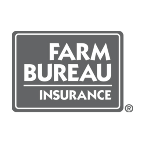 Sign reads "Farm Bureau Insurance" with a small logo in the bottom right corner.