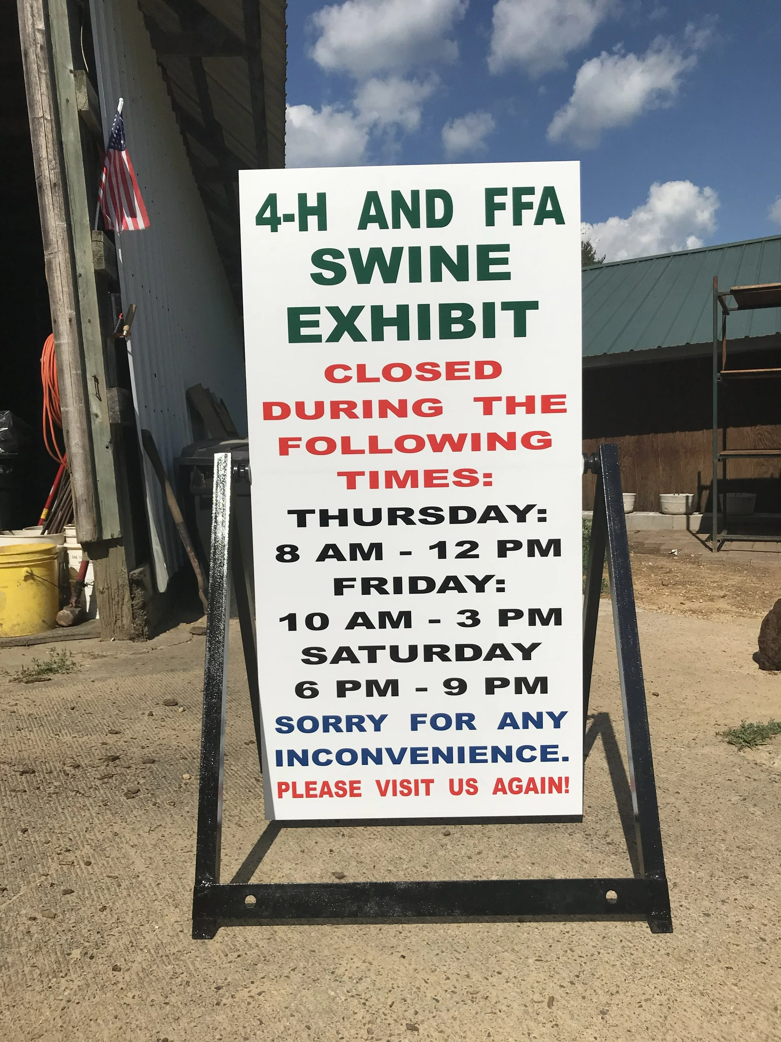 custom sign on coroplast for a A-frame sign
