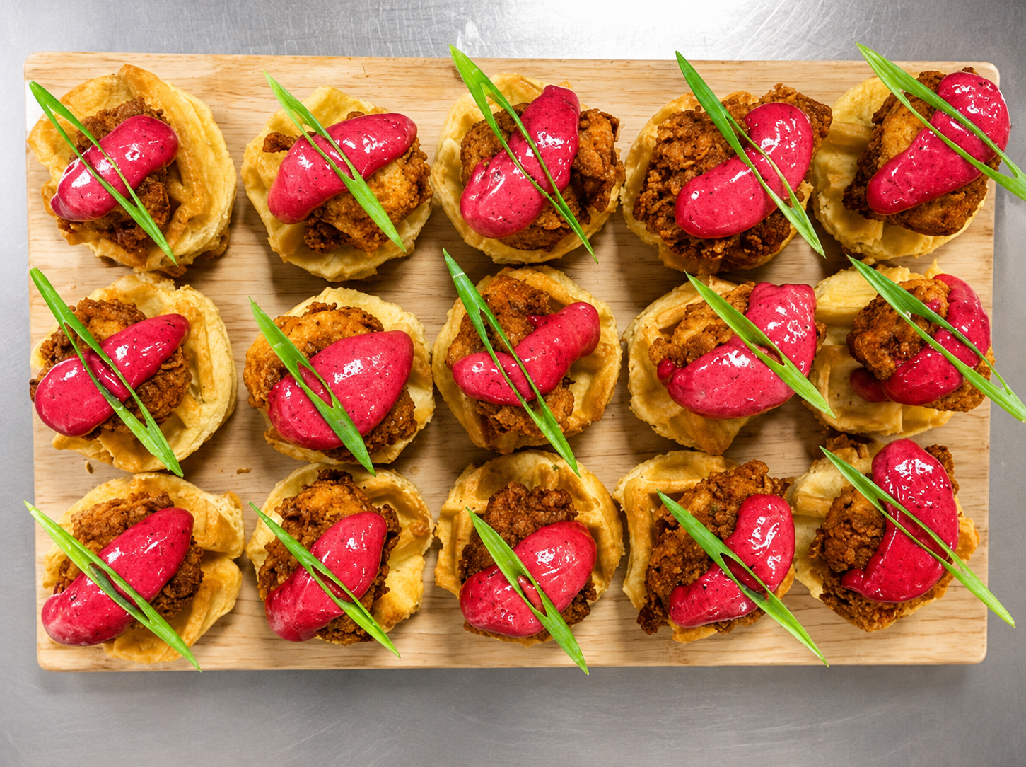 Chicken & Waffles w. a Black Berry Aoili & Scallions.png