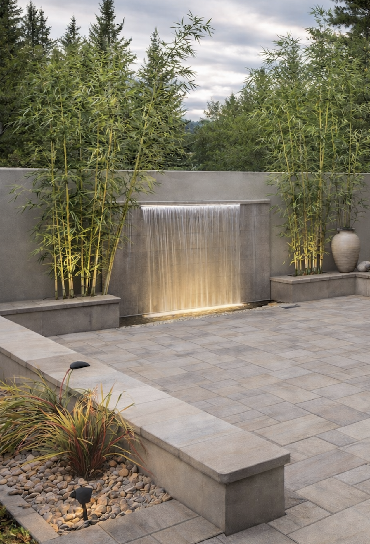 Waterfall feature on patio park city Utah