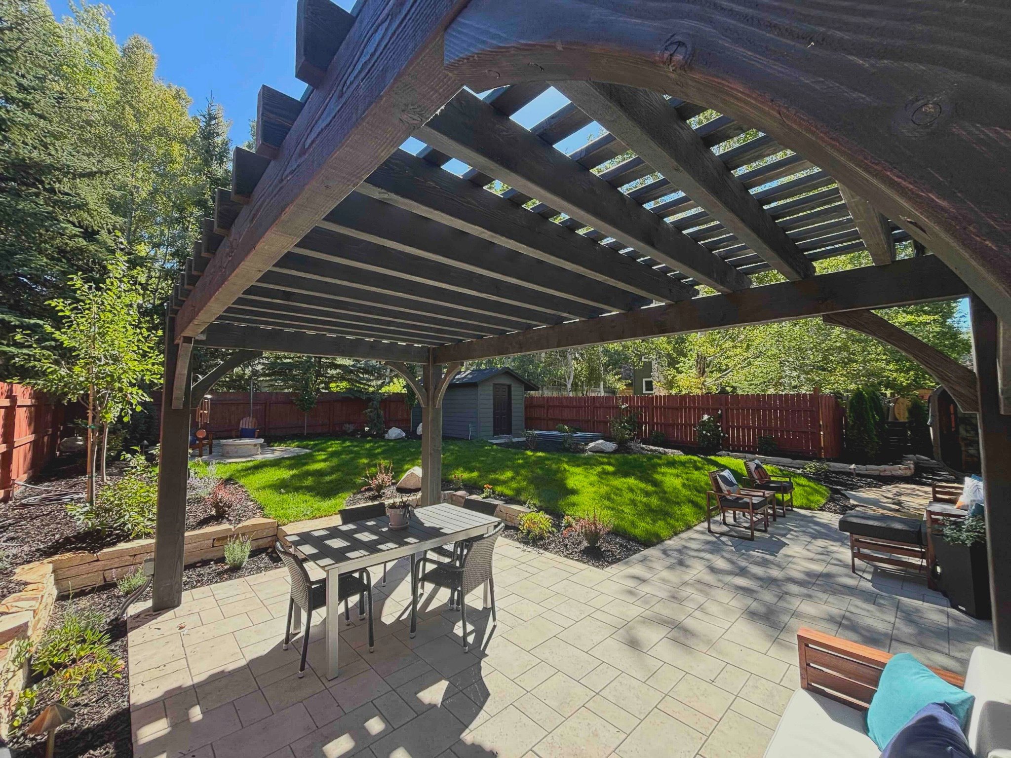 custom pergola and paver patio