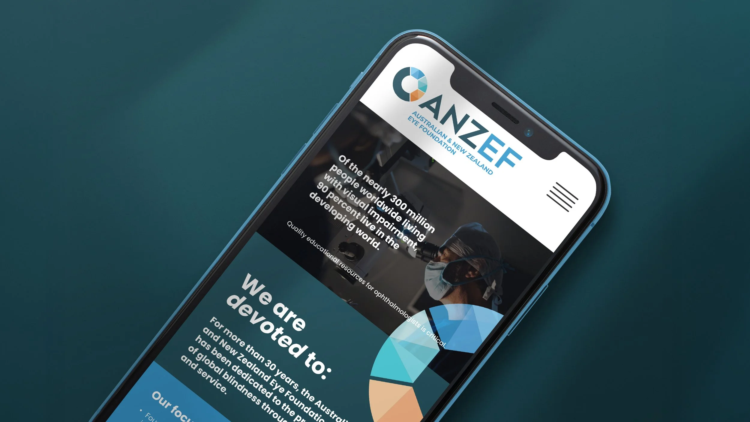 ANZEF website mockup mobile view
