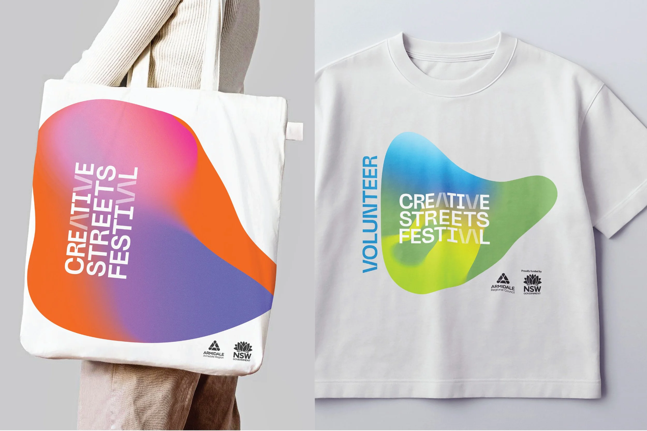 Creative Streets Festival tote bag and volunteer t-shirt