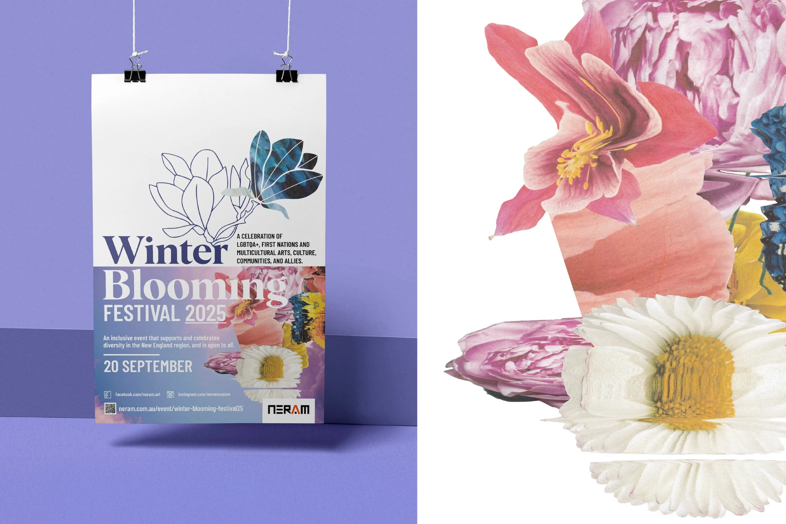New England Regional Art Museum (NERAM) Winter Blooming Festival 2025 poster