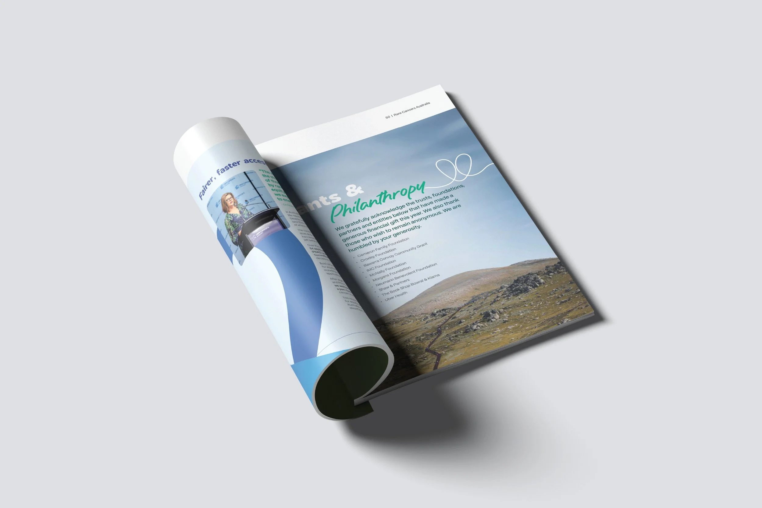 Rare Cancers Australia sample page design detail