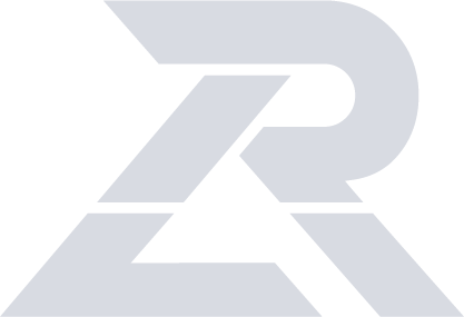 Stylized letter R and Z overlapping with shadow effect on black background.