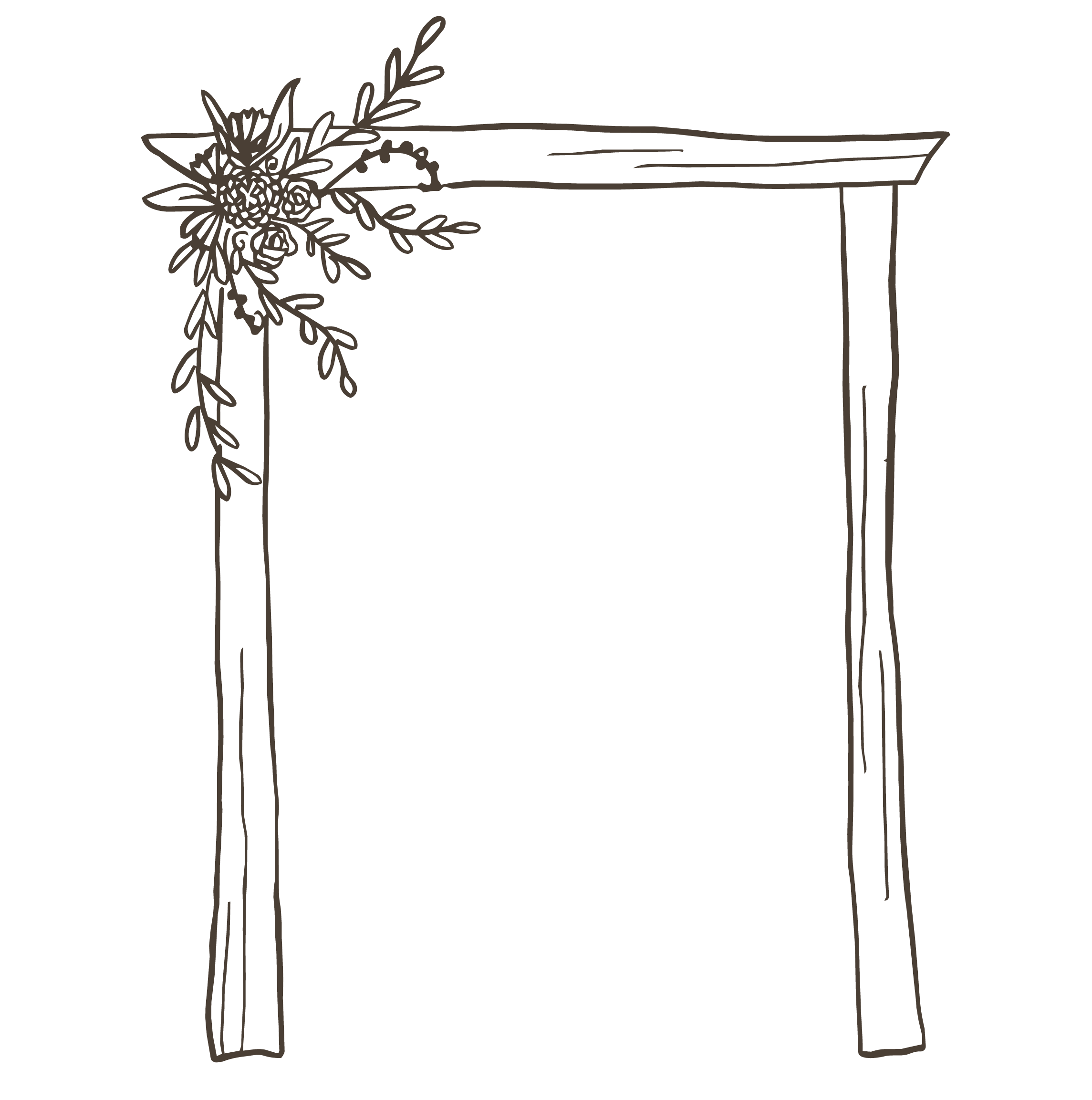 A decorative wooden photo frame with a floral arrangement of flowers and leaves in the top left corner.