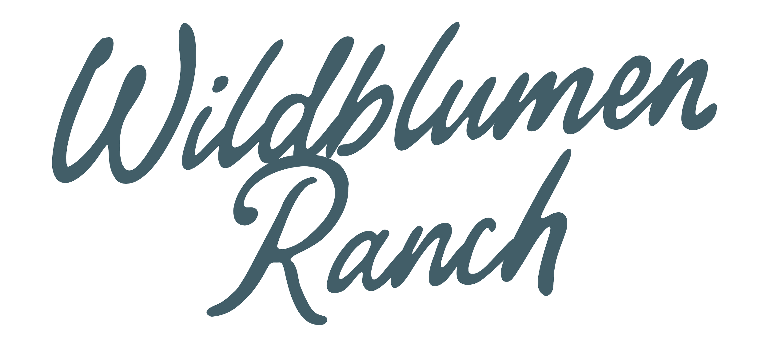 Stylized text reading 'Wildbloom Ranch' in cursive font.