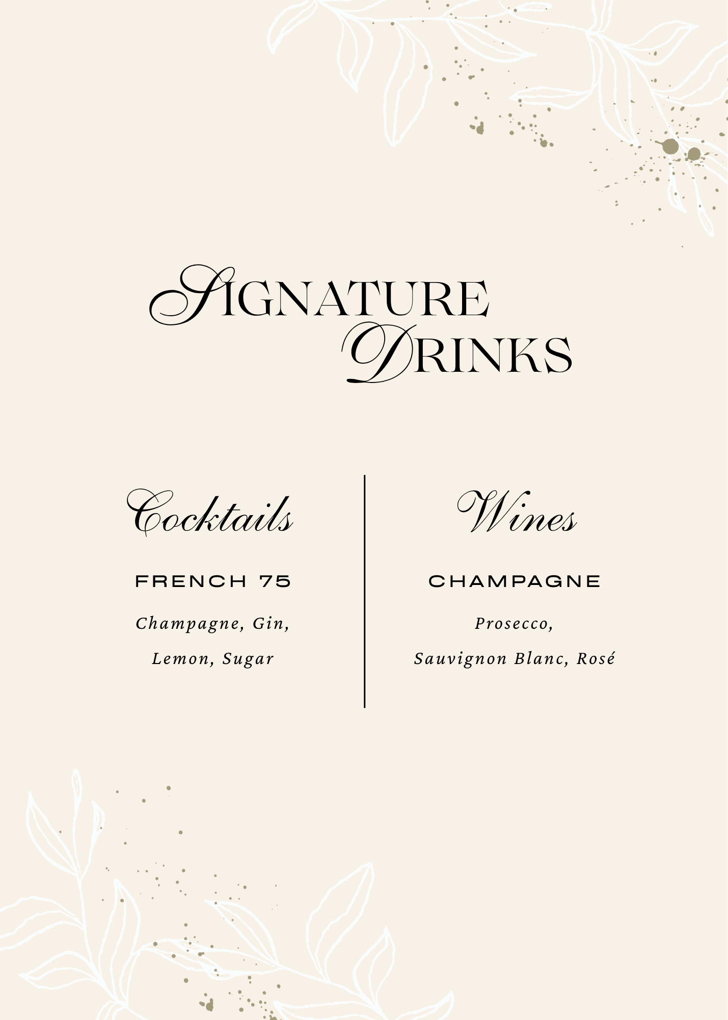 Signature & Sips Bar Menu + Customizable Template Link