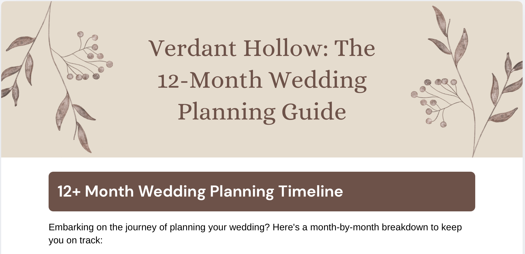 Verdant Hollow: The 12‑Month Wedding Planning Guide