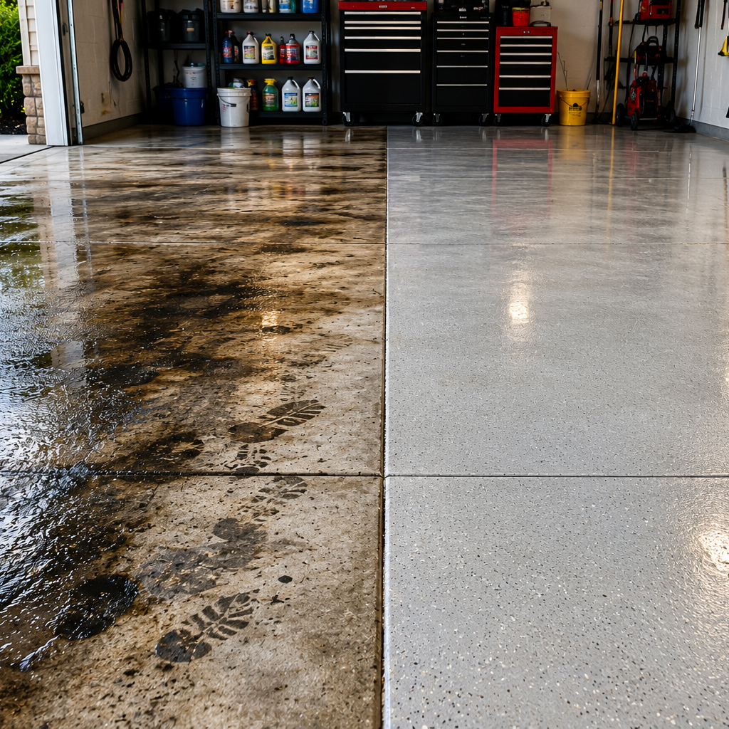 Why Garage Floors Develop a Persistent Oil Sheen Even After Mopping