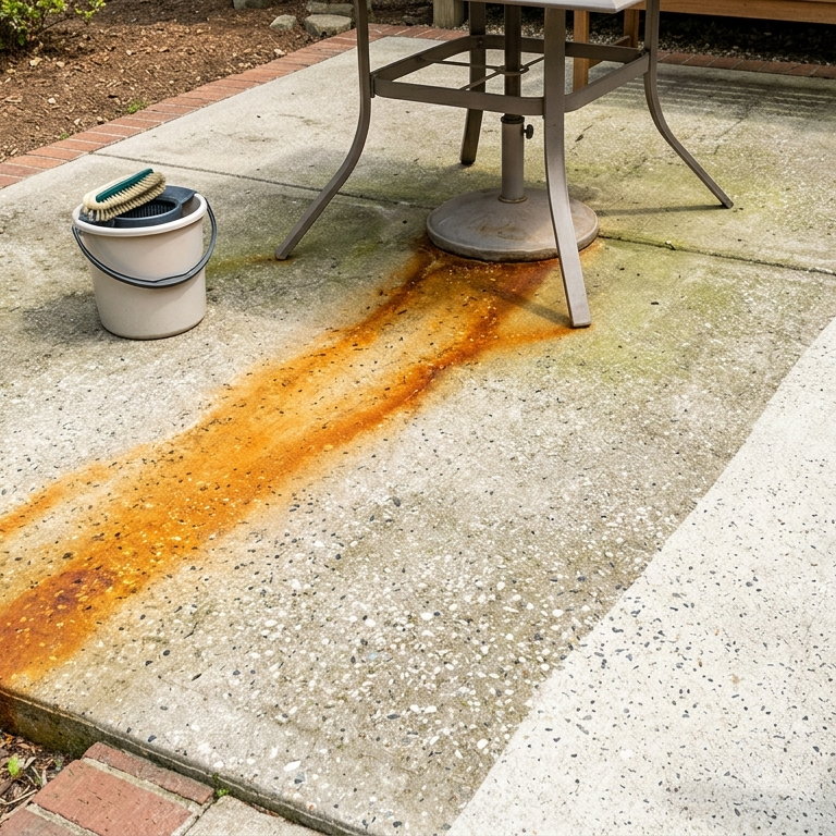 What Causes Rust Stains Around Concrete Patios and Walkways