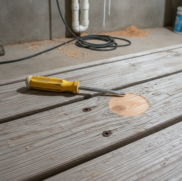 weathered wooden deck boards turning silvery gray