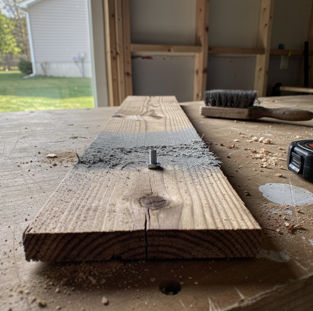 sun-bleached deck boards with splintered fuzzy wood grain