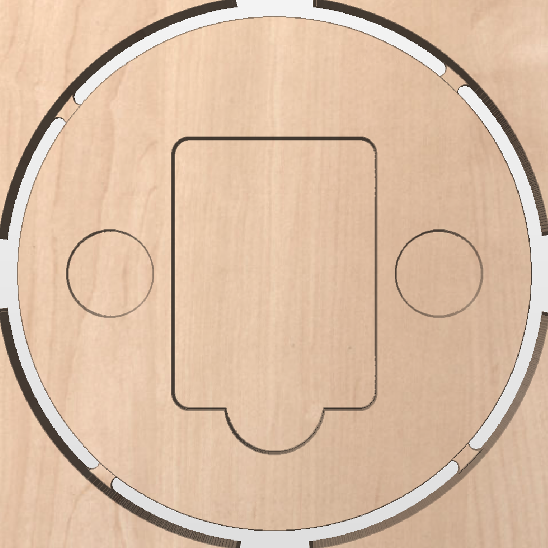 The Vcarve display of a cribbage board piece