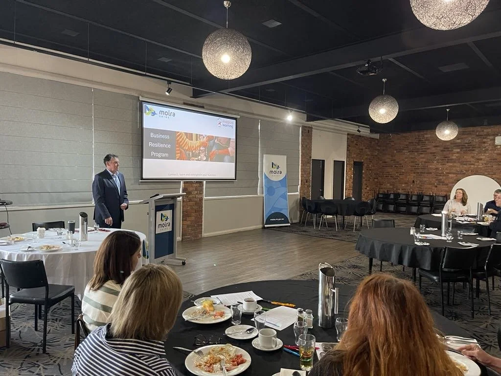 Grahame Gerstenberg delivering business resilience presentation to leaders