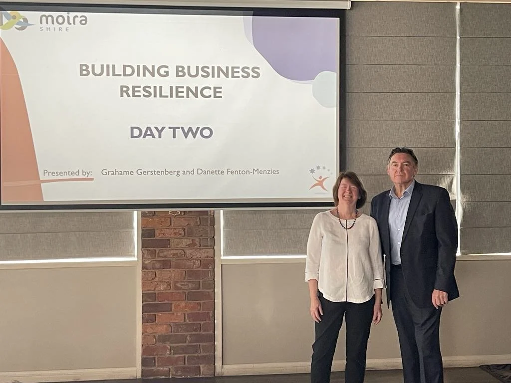 Danette Fenton-Menzies and Grahame Gerstenberg presenting business resilience workshop