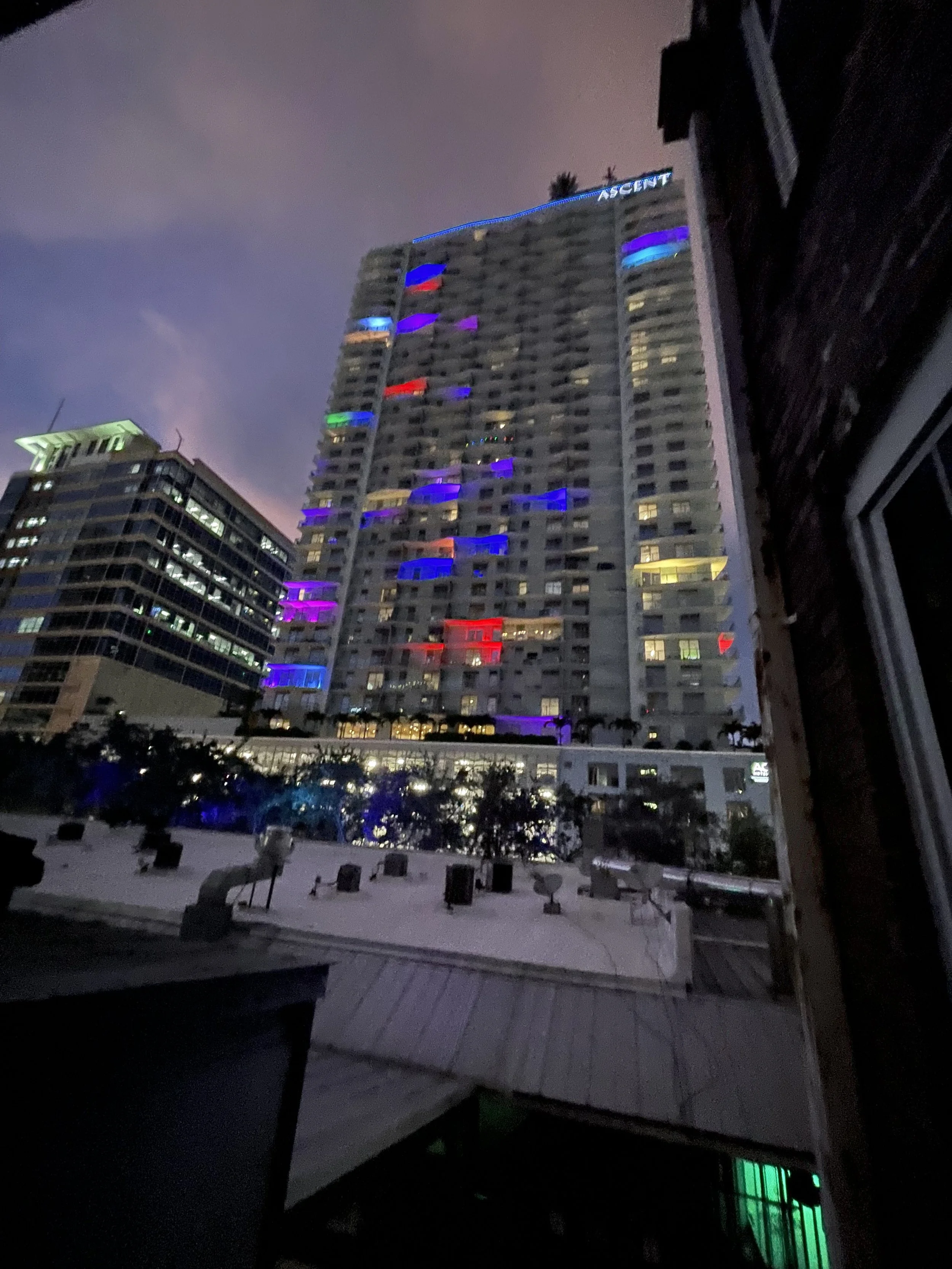 Downtown Saint Pete high-rise at night.