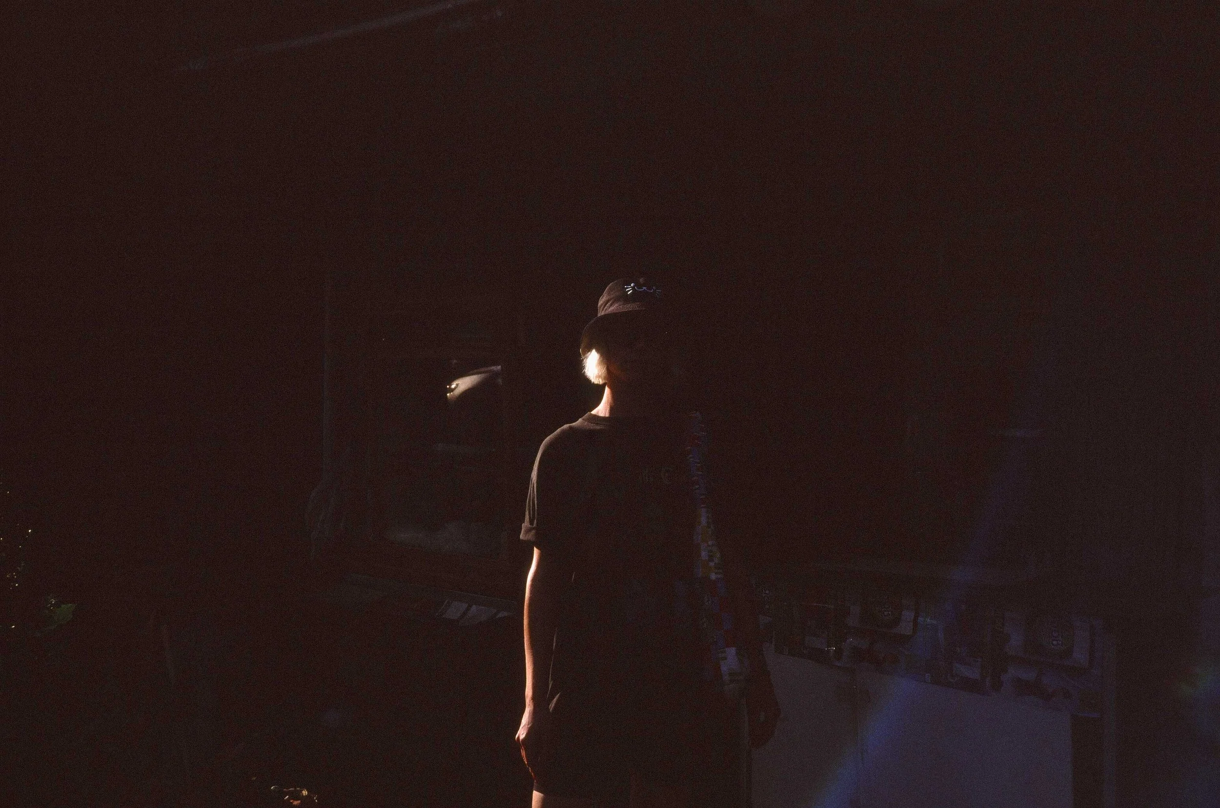 Dimly lit women in the street