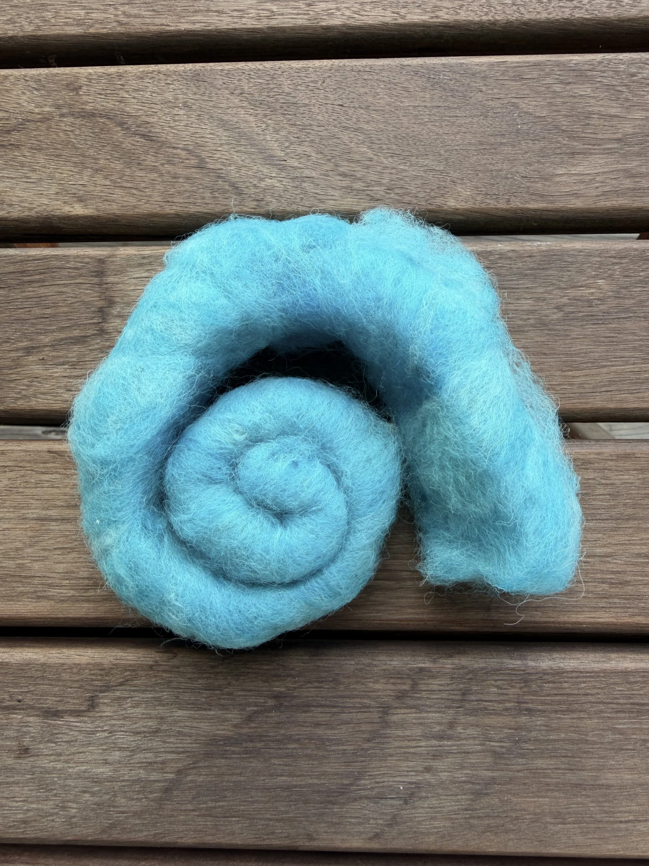 Sky blue hand-dyed alpaca roving