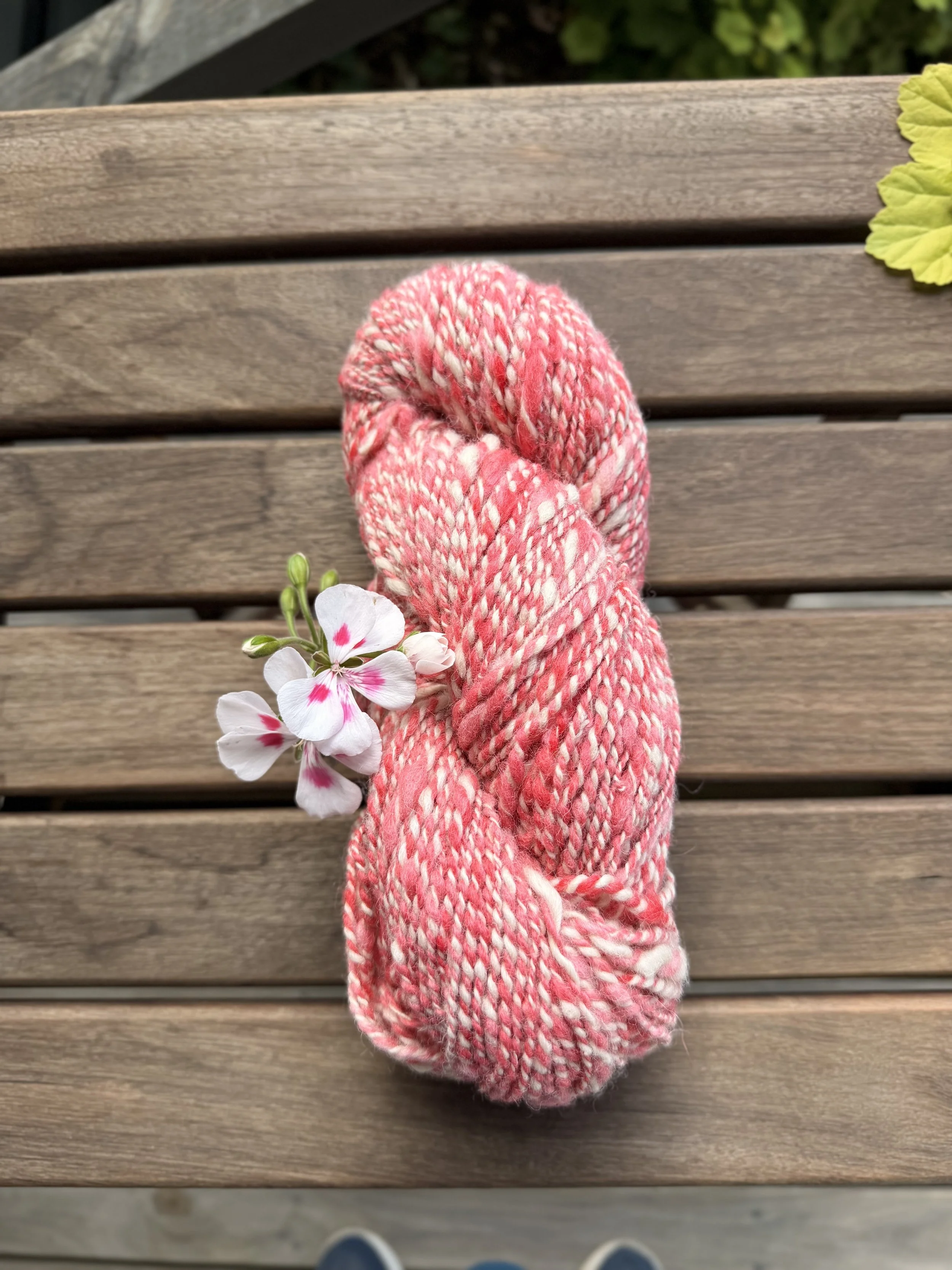 Strawberry handspun alpaca yarn