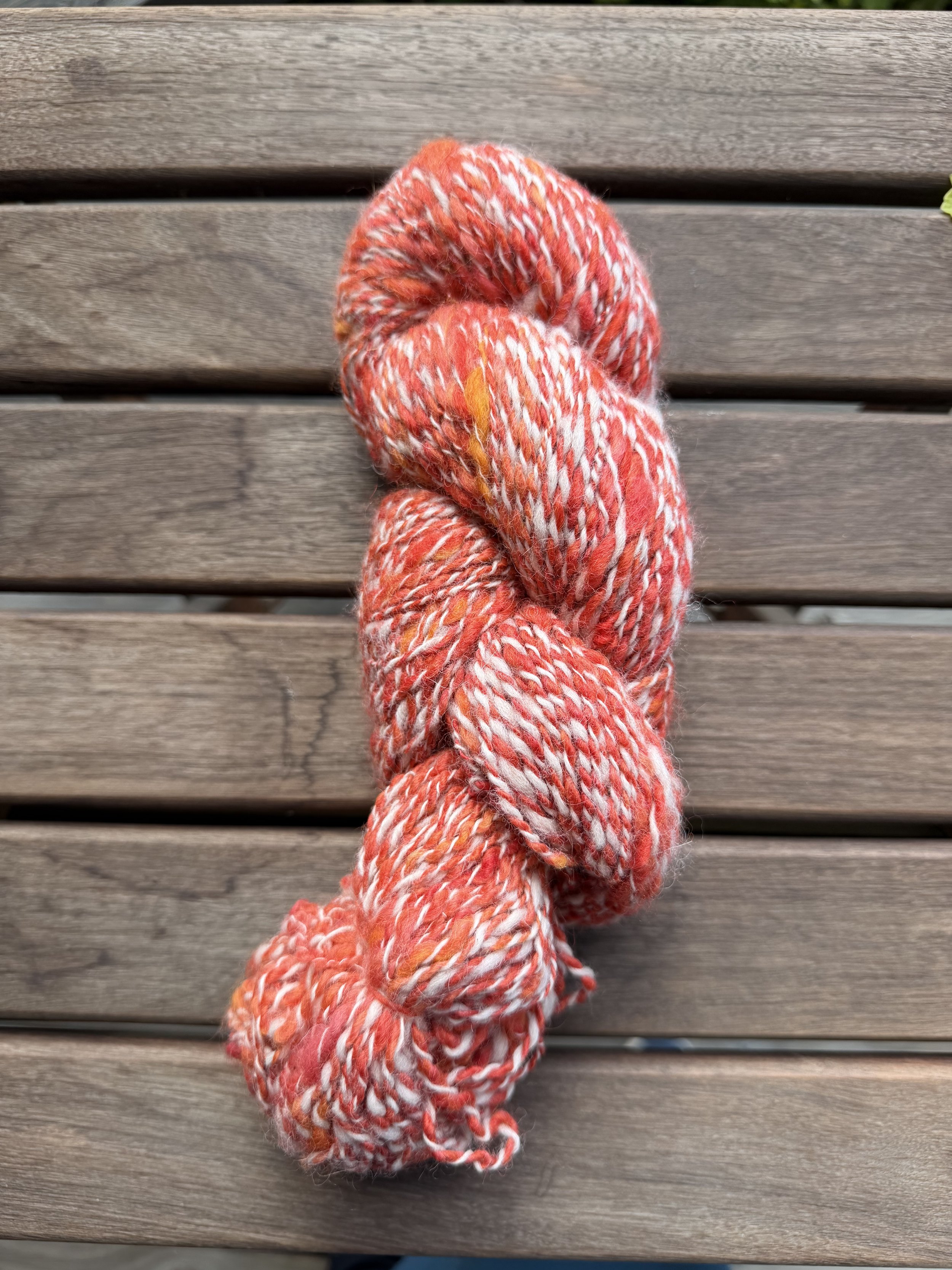 Red alpaca handspun yarn