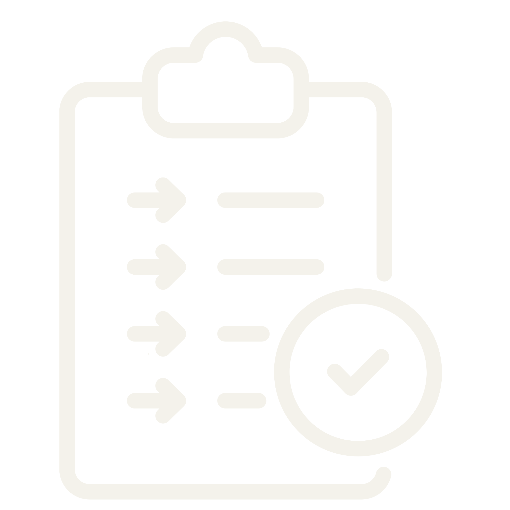 Icon of a document with arrows pointing in both directions and a checkmark inside a circle.