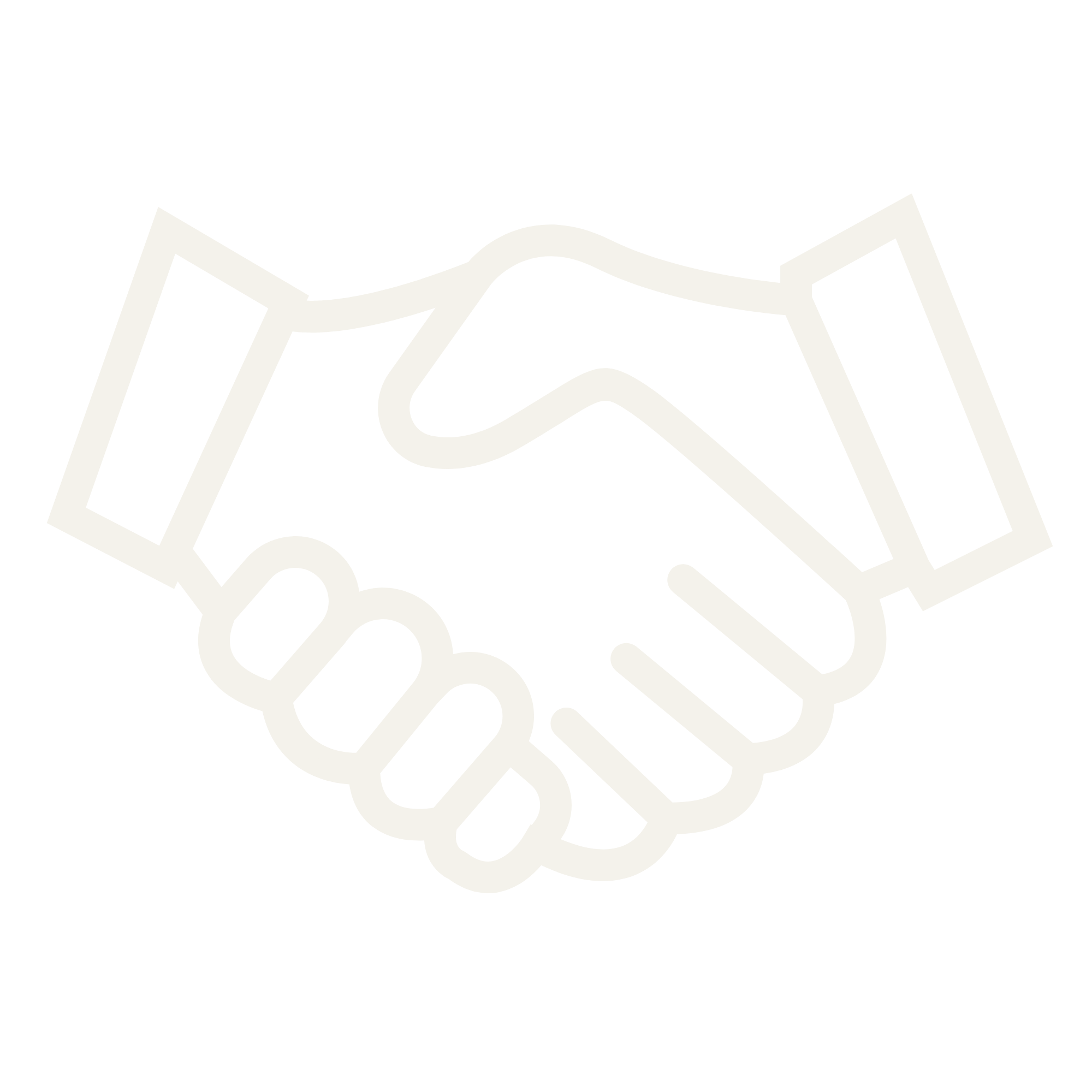 Outline of a handshake symbol in white on a black background.