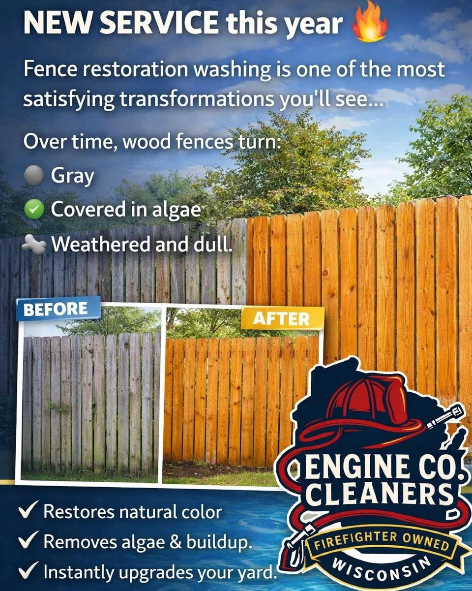 NEW SERVICE this year 🔥

Fence restoration washing is one of the most satisfying transformations you&rsquo;ll see&hellip;

Over time, wood fences turn:
⚫ Gray
🟢 Covered in algae
🌫️ Weathered and dull

Our cleaning process safely brings the wood ba