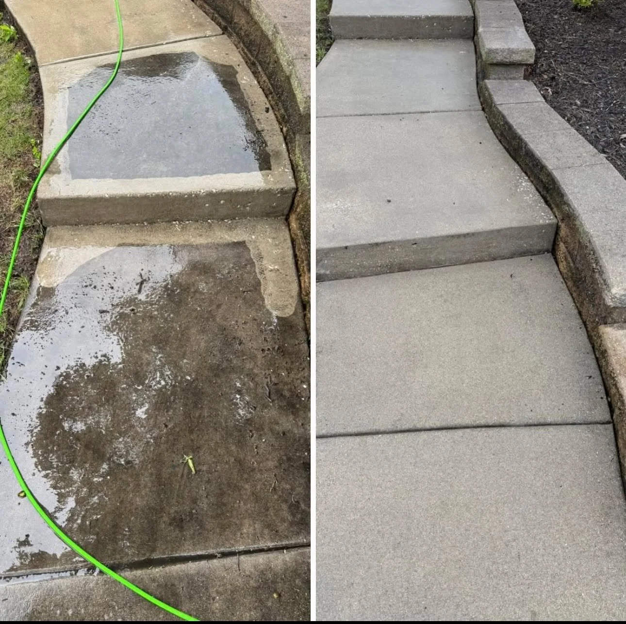 You may not realize how dirty your concrete is&hellip; until it&rsquo;s cleaned 👇

Over time, driveways, patios, and walkways in Waukesha build up:

⚫ Black staining (mold &amp; mildew)
🟢 Green algae (especially in shaded areas)
🟤 Rust or organic 