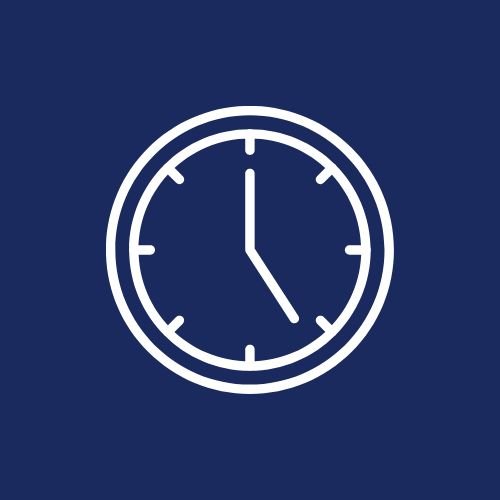 An analog clock showing the time 4:00 against a blue background.