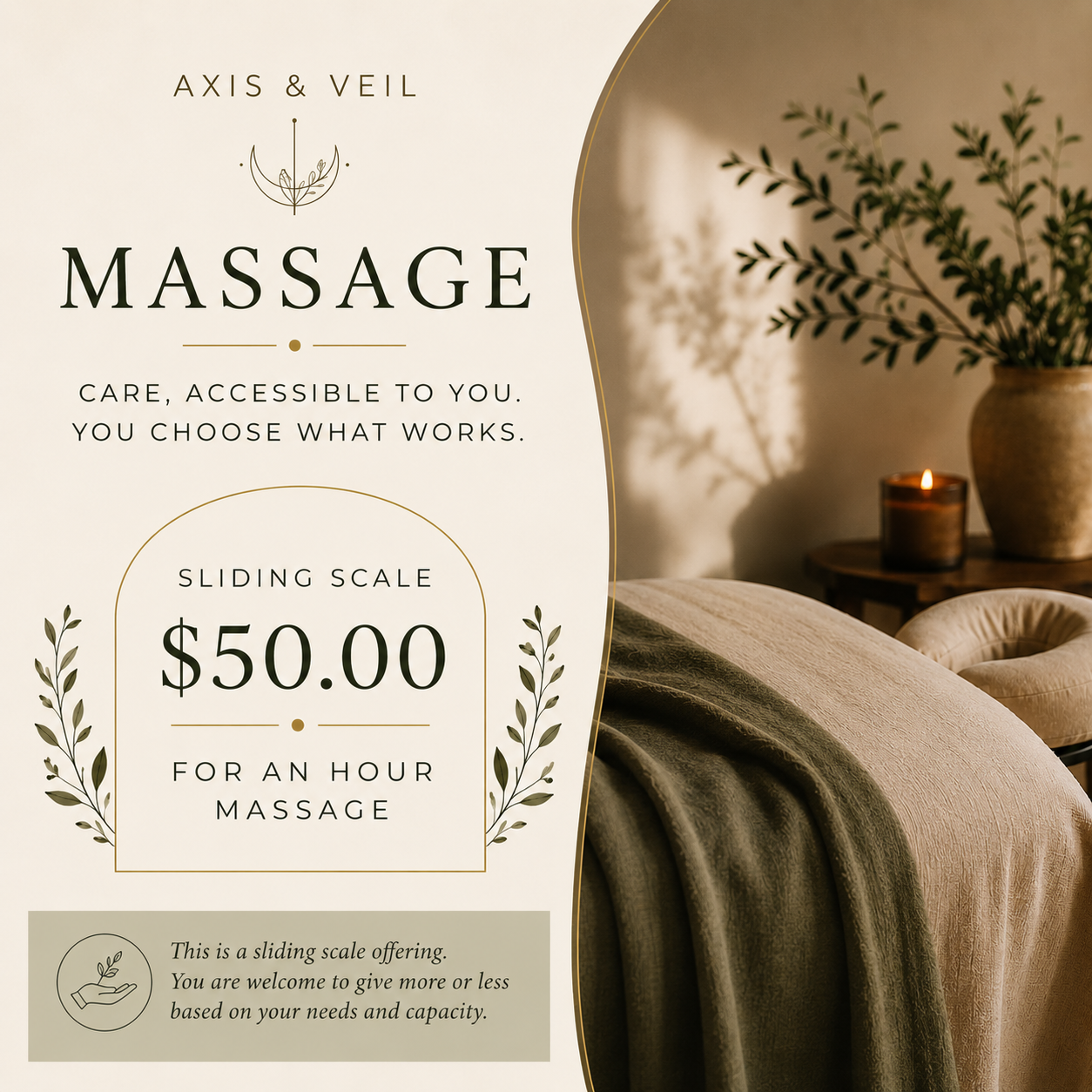 Community Rate Therapeutic Massage (60 mins)